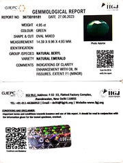4.95/CT Natural Panna Stone with Govt. Lab Certificate (3441)